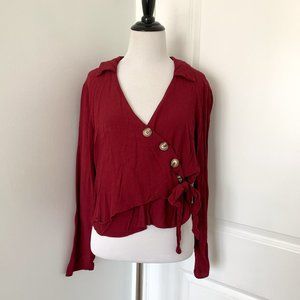 Asos Burgundy Wrap Blouse